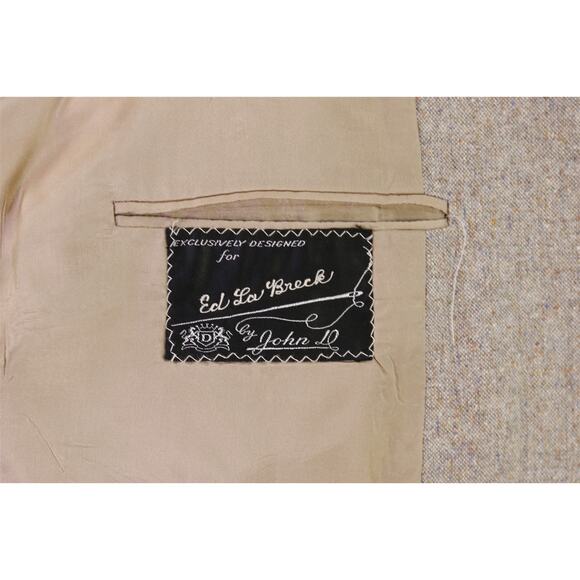 Vintage 1970's Light Brown Donegal Tweed 3-Piece Western Wool Suit 38R - Picture 11 of 11